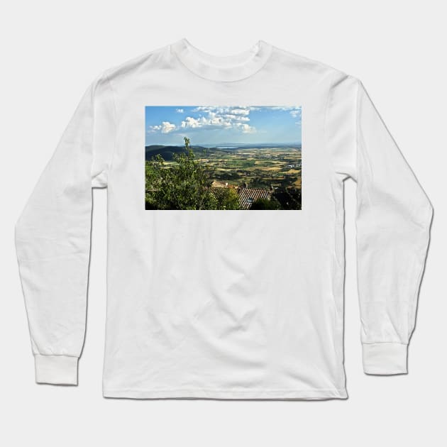 Lake Trasimeno (Italian: Lago Trasimeno) from Cortona Long Sleeve T-Shirt by newbeltane